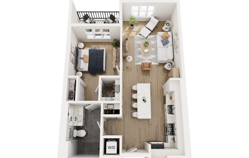 A1 - 1 bedroom floorplan layout with 1 bath and 777 to 780 square feet.